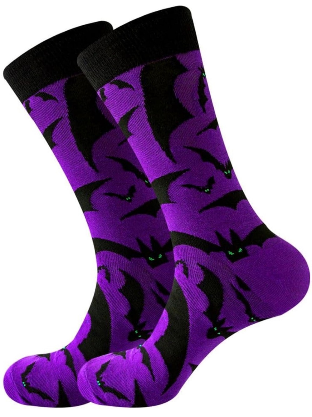 Ro Rox Purple Bat Crew Socks Gothic Halloween Unisex Cotton, OS, NWT 🦇